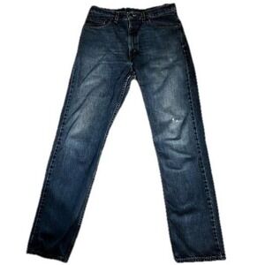 Levi's Jeans Mens 26 505 Regular Fit Straight Leg Dark Wash Denim Blue‎ Pants